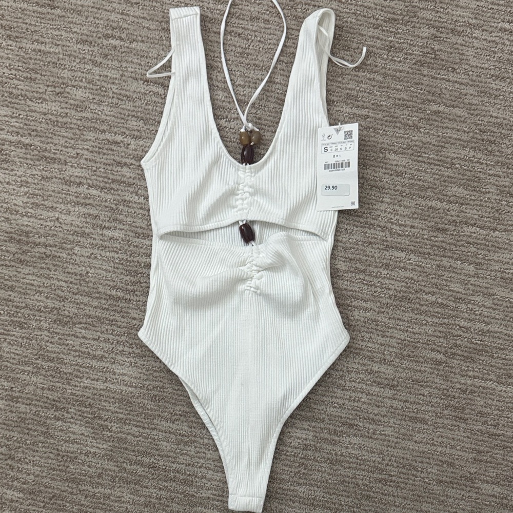 White Ribbed bodysuit